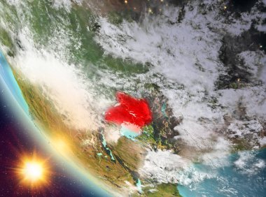 Günbatımı Uganda yeryüzünde yukarıda