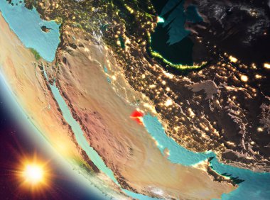 Günbatımı Kuveyt yeryüzünde yukarıda