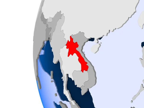 Kaart van Laos op politieke wereldbol — Stockfoto