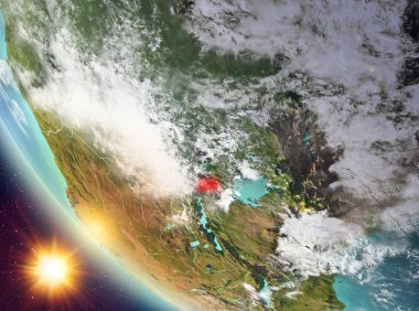 Günbatımı Ruanda yeryüzünde yukarıda