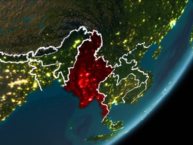 Myanmar gece Dünya 'da