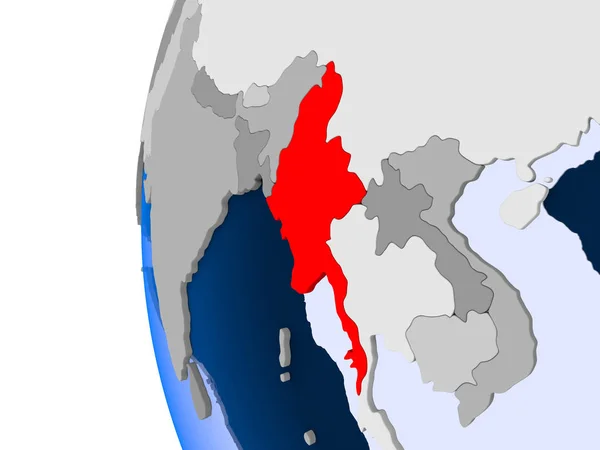 Mapa de Myanmar en el mundo político —  Fotos de Stock