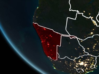 Geceleri Namibya uydu görünümü