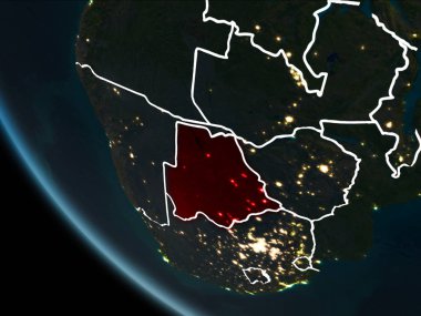 Geceleri Botsvana uydu görüntüsü