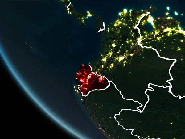 Satellite view of Ecuador at night