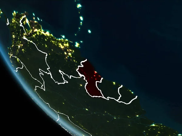 Guyanai éjjel műholdképe — Stock Fotó