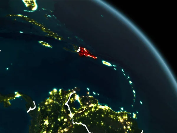 Dominikaaninen tasavalta punaisella yöllä — kuvapankkivalokuva