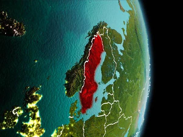 Morgon över Sverige på jorden — Stockfoto