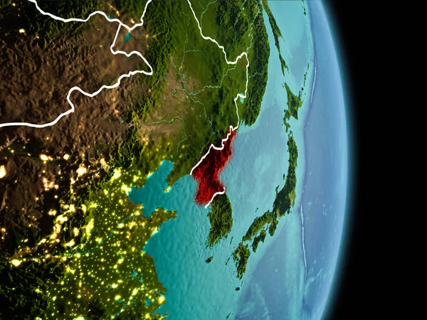 Mañana sobre Corea del Norte en la Tierra —  Fotos de Stock