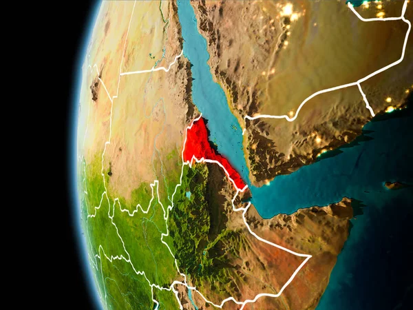 Еритрея з космосу у вечорі — стокове фото