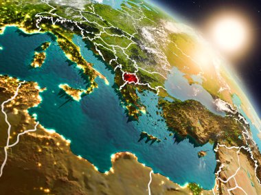 Makedonya gündoğumu sırasında uzaydan