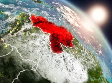 Venezuela gündoğumu sırasında uzaydan