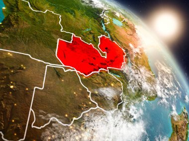 Zambiya gündoğumu sırasında uzaydan