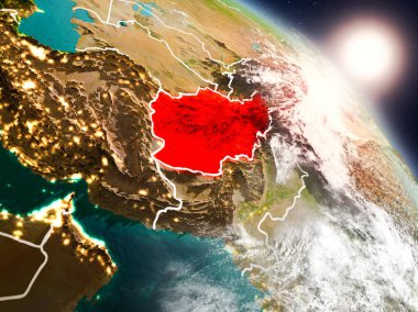 Afganistan gündoğumu sırasında uzaydan