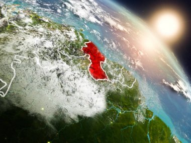 Guyana gündoğumu sırasında uzaydan