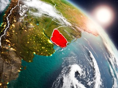 Uruguay gündoğumu sırasında uzaydan