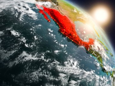 Meksika gündoğumu sırasında uzaydan