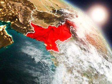 Pakistan gündoğumu sırasında uzaydan