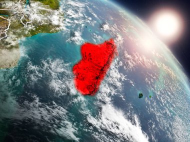 Madagaskar gündoğumu sırasında uzaydan