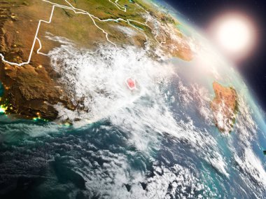 Svaziland gündoğumu sırasında uzaydan