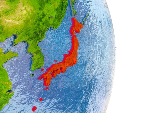 Japan on realistic globe