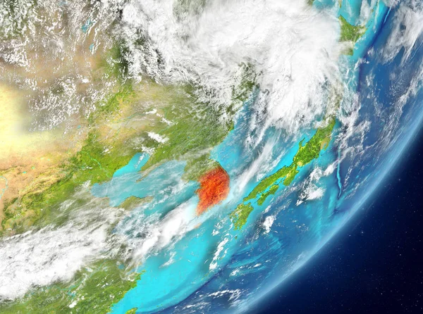 Korea Południowa z kosmosu — Zdjęcie stockowe