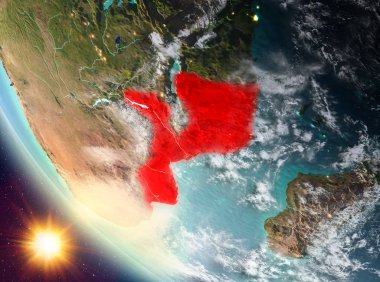Günbatımı Mozambik dünya üzerinde yukarıda