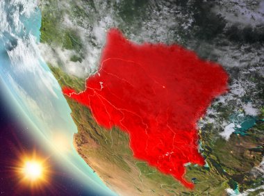 Demokratik Kongo Cumhuriyeti dünya üzerinde yukarıda günbatımı