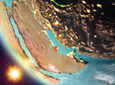 Günbatımı Katar yeryüzünde yukarıda