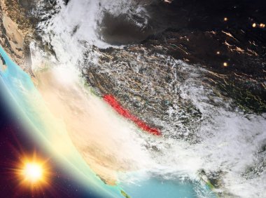 Günbatımı Nepal yeryüzünde yukarıda