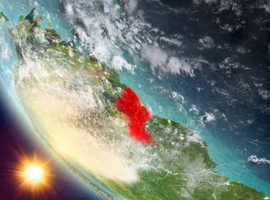 Günbatımı Guyana yeryüzünde yukarıda