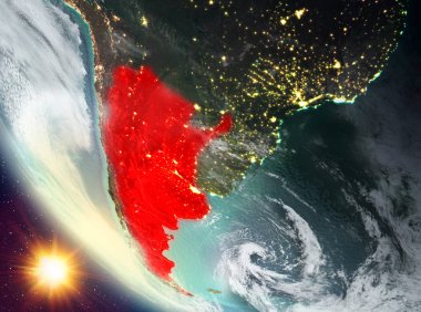 Günbatımı Arjantin dünya üzerinde yukarıda