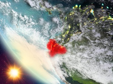 Günbatımı Ekvador yeryüzünde yukarıda