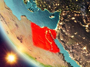 Günbatımı Mısır yeryüzünde yukarıda