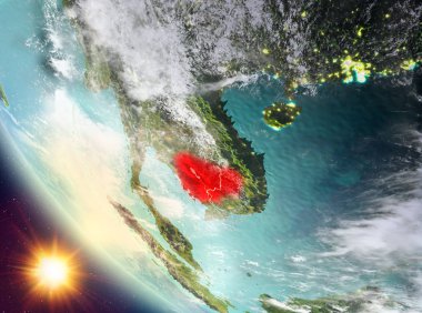 Günbatımı Kamboçya yeryüzünde yukarıda