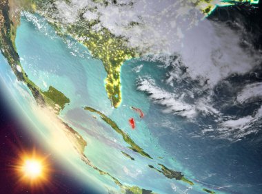 Bahamalar yeryüzünde yukarıda günbatımı