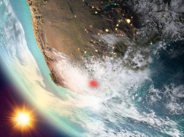 Lesotho dünya üzerinde yukarıda günbatımı