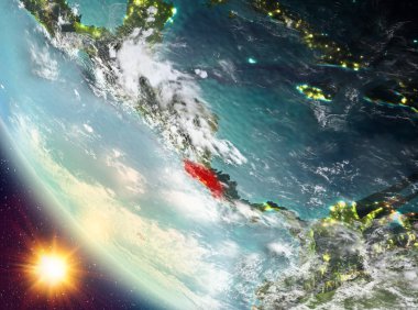 Kosta Rika dünya üzerinde yukarıda günbatımı