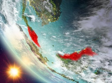 Günbatımı Malezya yeryüzünde yukarıda