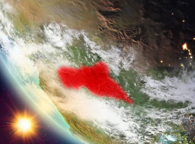 Orta Afrika Dünya üzerinde yukarıda günbatımı