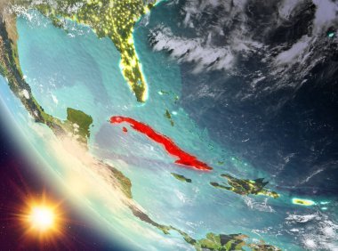 Günbatımı Küba yeryüzünde yukarıda