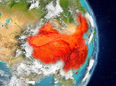 Çin'in yörünge görünümünde kırmızı