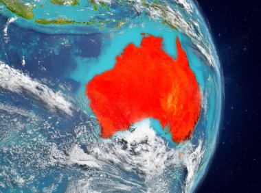 Avustralya'nın yörünge görünümünde kırmızı