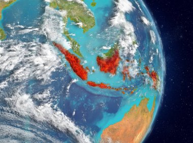 Endonezya'nın yörünge görünümünde kırmızı