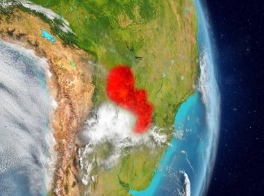 Paraguay yörünge görünümünde kırmızı