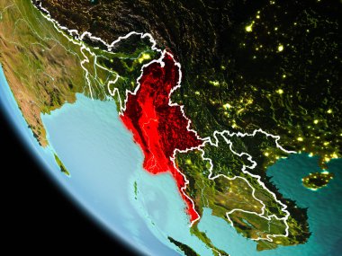 Dünya üzerinde gece Myanmar