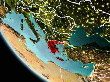 Dünya üzerinde gece Yunanistan