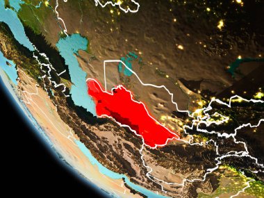 Dünya üzerinde gece Türkmenistan