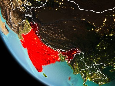 Dünya üzerinde gece Hindistan