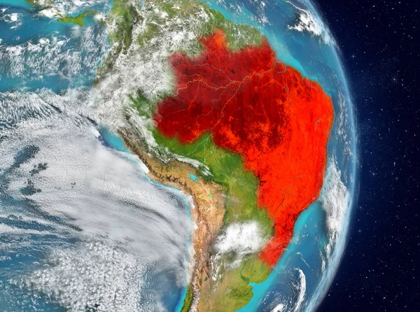Vista orbital de Brasil en rojo —  Fotos de Stock
